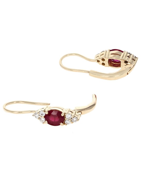 Ruby and Diamond Marquise Shaped Earrings